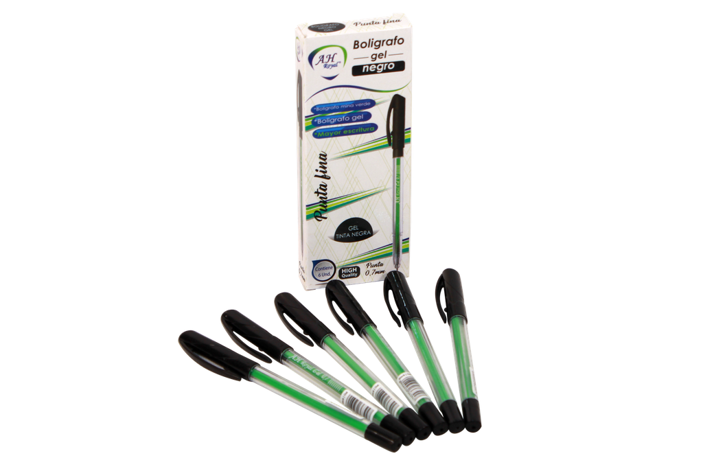 BOLIGRAFO AH ROYAL 0.7 MM  GEL REDONDO NEGRO (DISPLAY X 6 UNDS) [GEL70631-2055]