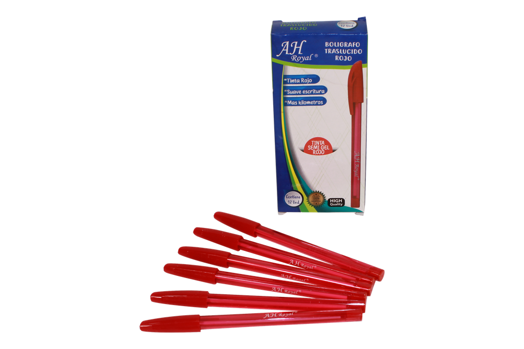 LAPICERO  AH ROYAL  CRISTAL SEMI GEL ROJO (DISPLAY X 12UND) [PAC70631-4190]