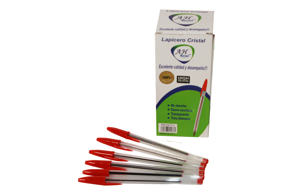 LAPICERO AH ROYAL CRISTAL ROJO  (DISPLAY X50 UND)  [PAC70634-2]
