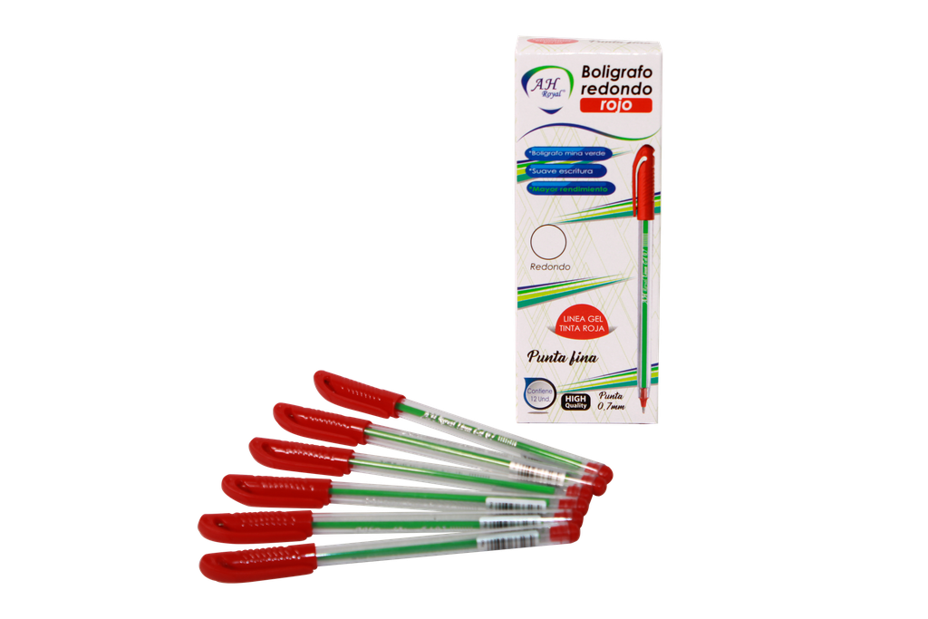 BOLIGRAFO AH ROYAL 0.7MM GEL REDONDO ROJO (DISPLAY X 12 UNDS) [ROJO70631-2054]
