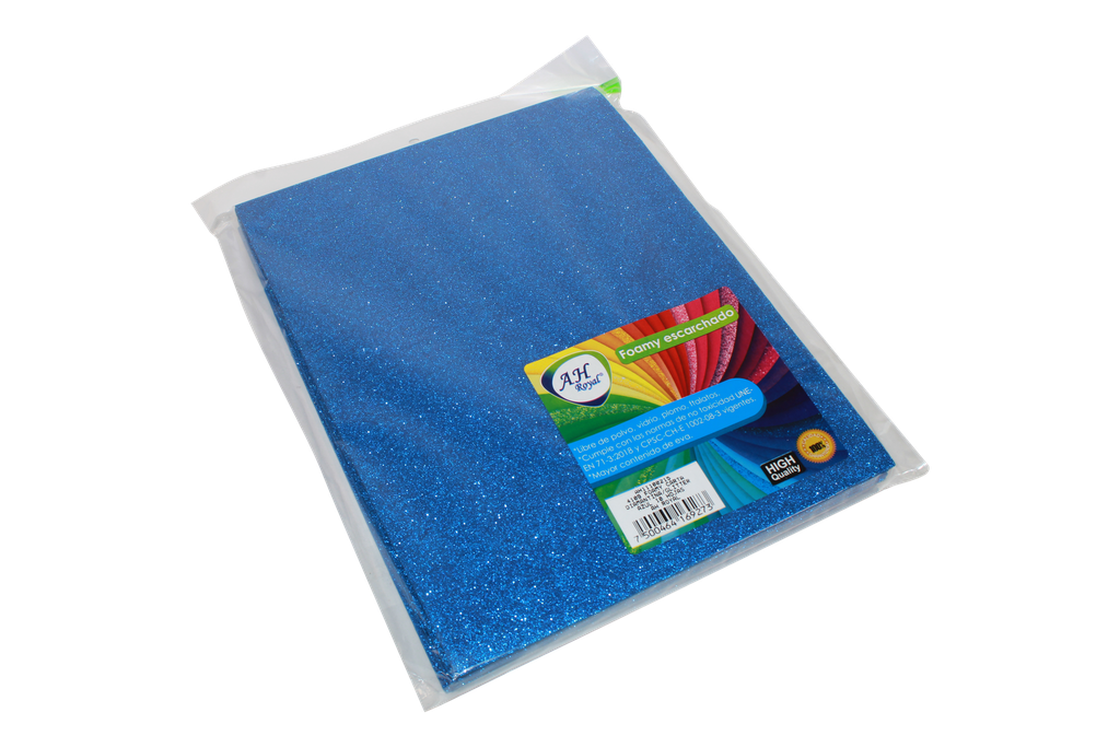 FOAMY CARTA AH ROYAL ESCARCHADO AZUL  (PAQUETE X10UNDS) [AH11100215/PAC40288-4109]