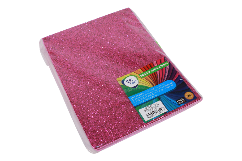FOAMY CARTA AH ROYAL ESCARCHADO FUCSIA (PAQUETE X10UNDS) [AH11100615/PAC40297-4114]