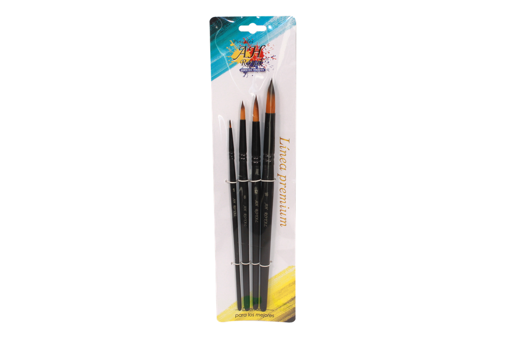 PINCEL AH ROYAL NEGRO LINEA PREMIUM X4 UNIDADES REDONDO [PAC90360]