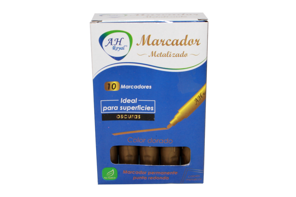 MARCADOR AH ROYAL METALICO DORADO 420 - PACA X 120 (DISPLAY X10UNDS) GRUESO [PAC90022-1159]