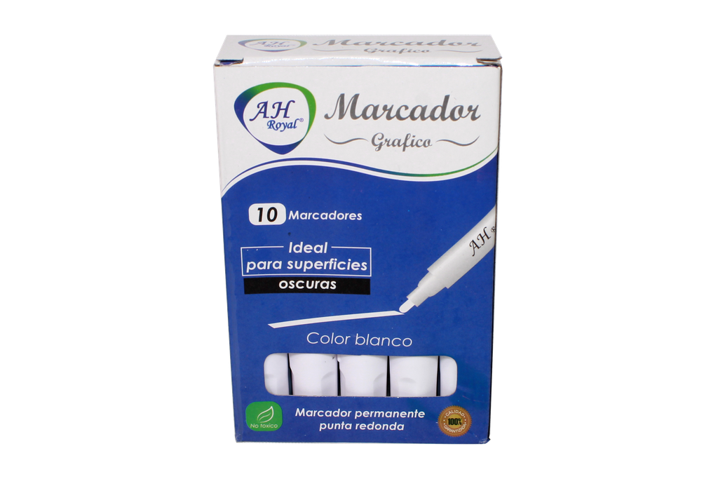 MARCADOR AH ROYAL METALICO BLANCO 420 - PACA X 120 (DISPLEY X 10UNDS) GRUESO [PAC90024-1166]