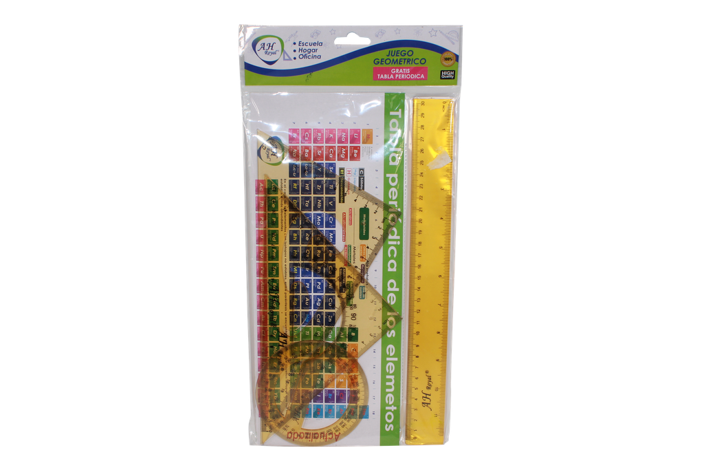 JUEGO GEOMETRICO AH ROYAL GRUESO  120 GRAMOS CON TABLA PERIODICA -PACA X 144UNIDADES- [PAC60015-1350 / PAC30021]