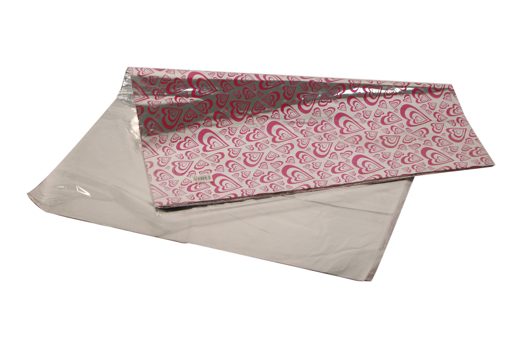 PAPEL HOLOGRAMADO CON ESTAMPADO CORAZON 50*70CM X 100 UNIDADES [PAC90304-1587]