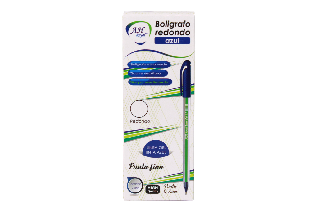 LAPICERO AH ROYAL 0.7 MM GEL REDONDO AZUL (DISPLAY X 12 UNDS) [AZUL70631*2052]