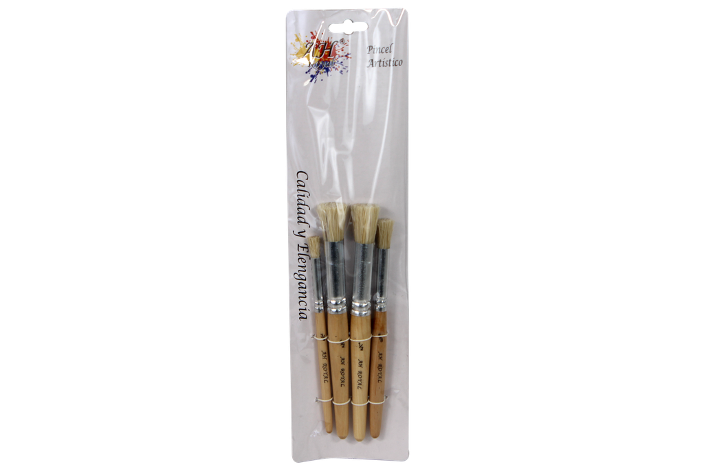 PINCEL AH ROYAL PARA BROCHA SECA X 4 CABO  MADERA CORTO [PAC20094]