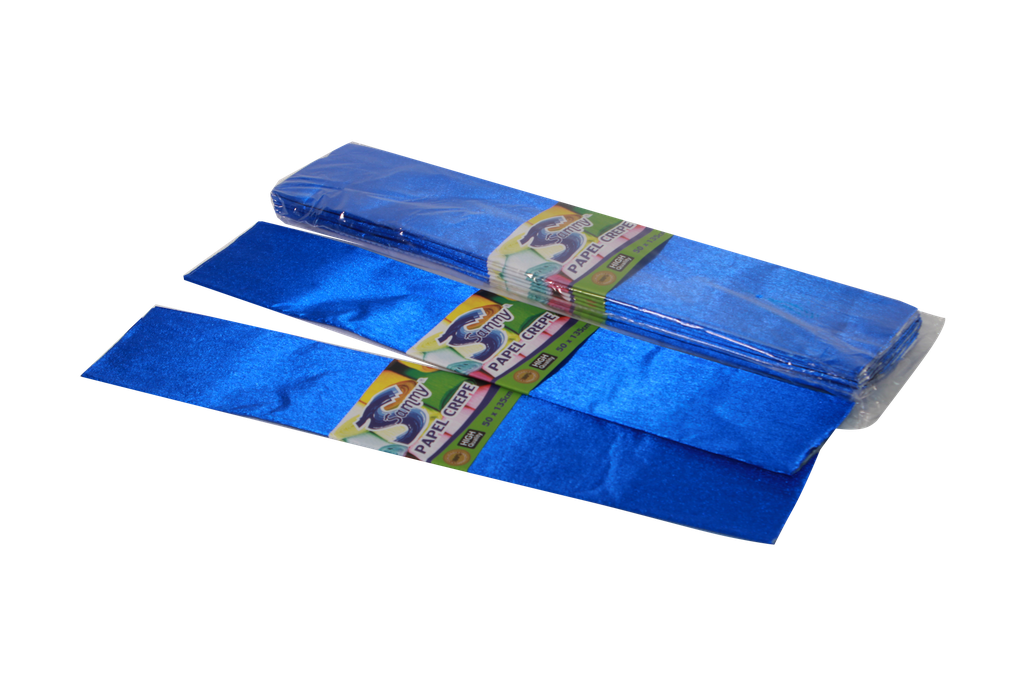 PAPEL CREPE METALIZADO AZUL -PACA X 20 UNIDADES-  (6907888720652) [80-65]