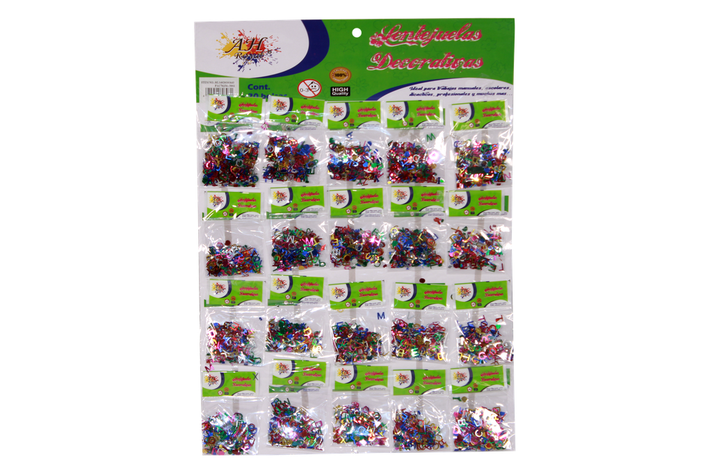 LENTEJUELAS AH ROYAL LETRAS SET X 20 UNIDADES [PAC70256-3802]
