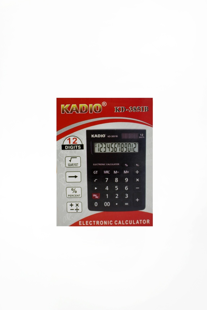 CALCULADORA KADIO 12 DIGITOS LUZ SOLAR KD-3851B [PAC70013-4100]