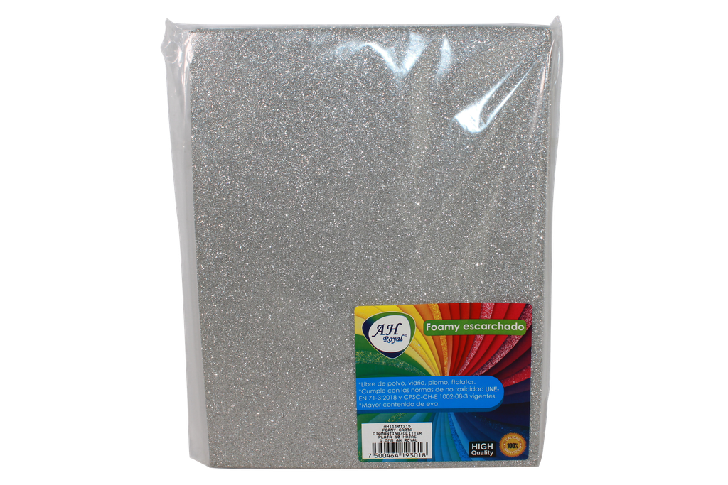 FOAMY CARTA AH ROYAL ESCARCHADO PLATA (PAQUETE X10UNDS) [AH11101215/PAC40292-4107]