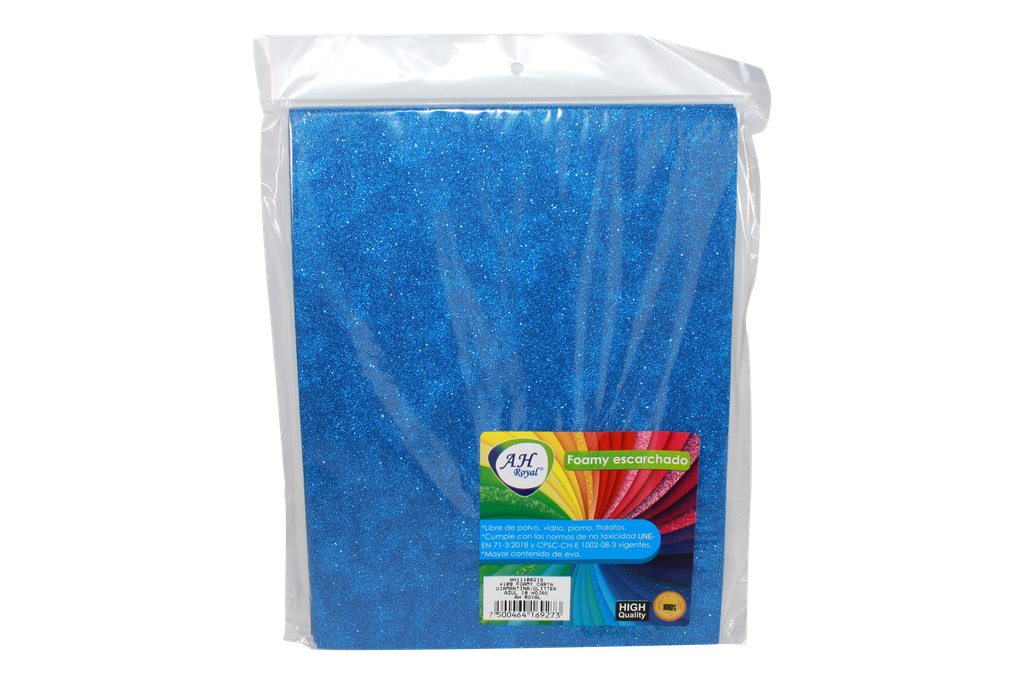 FOAMY CARTA AH ROYAL ESCARCHADO AZUL  (PAQUETE X10UNDS) [AH11100215/PAC40288-4109]