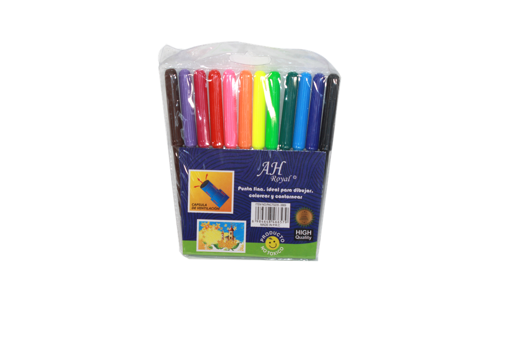 PLUMON AH ROYAL  LAVABLE  X 12 COLORES GRUESO [PAC70235-4371]