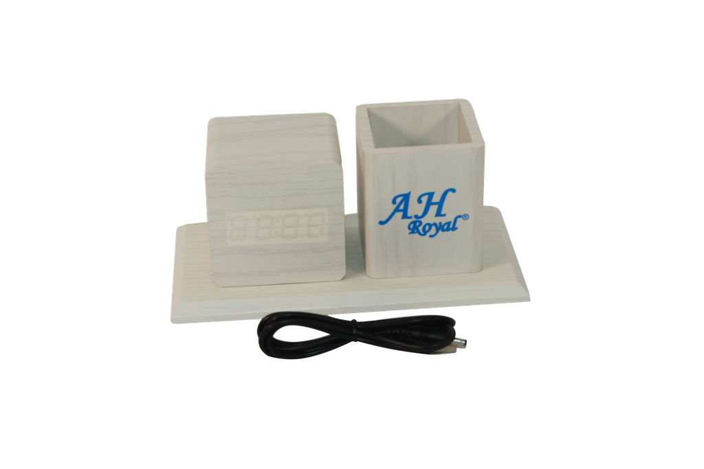 RELOJ DIGITAL PORTA LAPICEROS OFICINA AH ROYAL [PAC90636-4406]