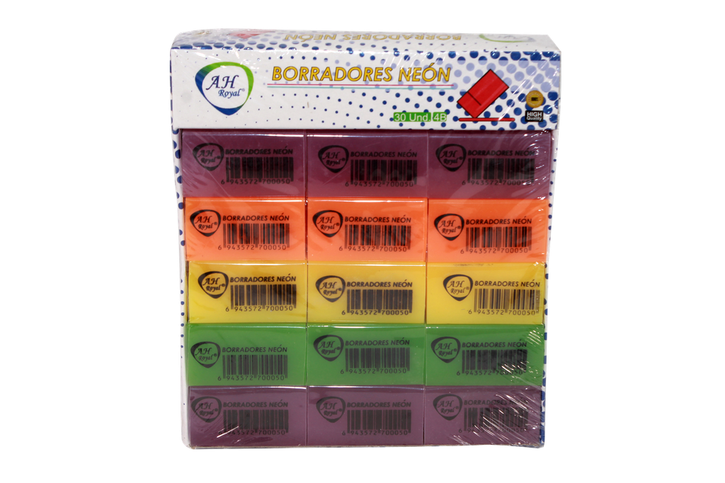 BORRADOR AH ROYAL NEON PVC (DISPLAY X 30 UNDS) [PAC2527]