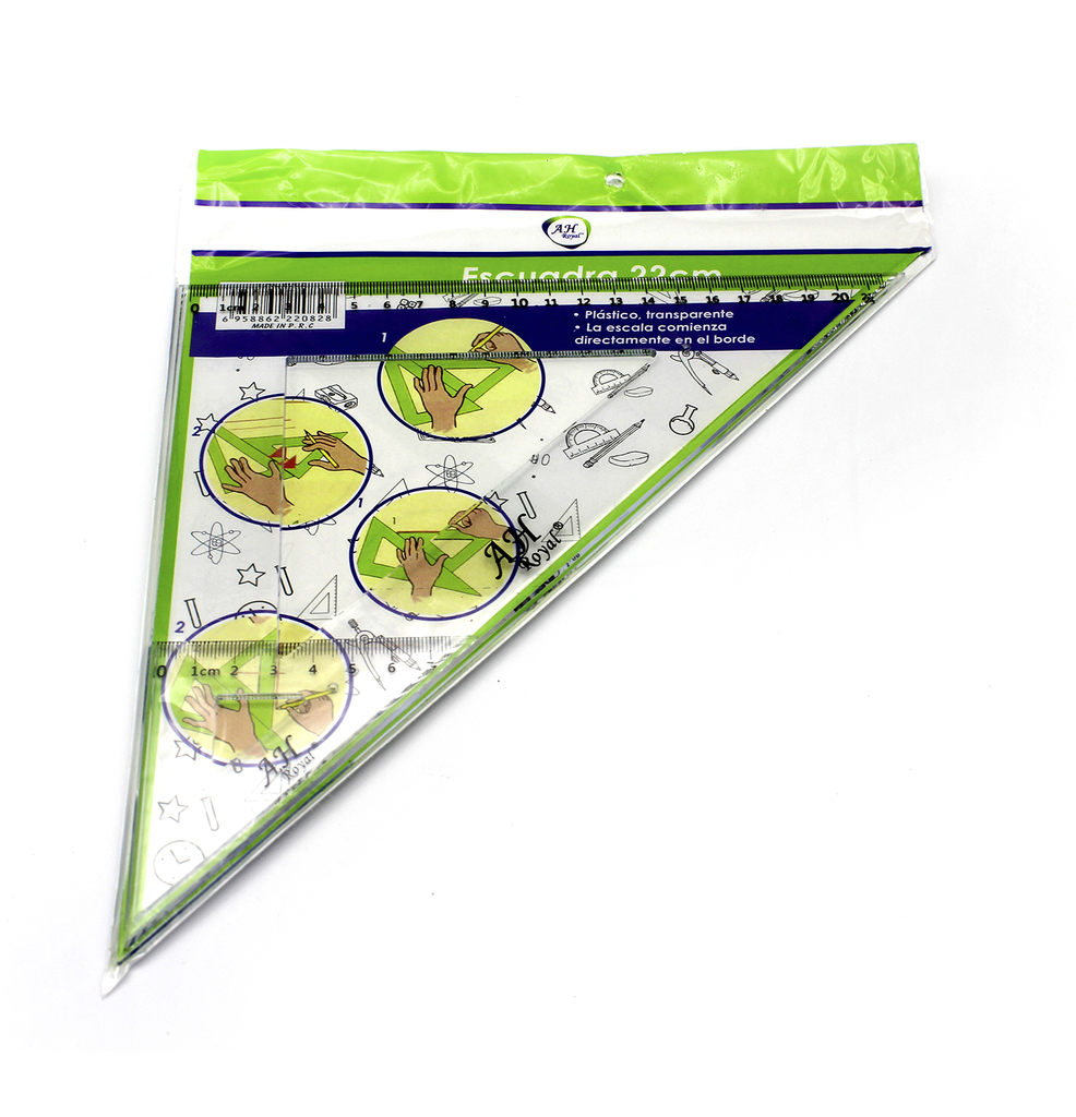 ESCUADRA AH ROYAL  DE 21 CM OBSEQUIO ESCUADRA DE 7CM  PACA X 200 [PAC2082]