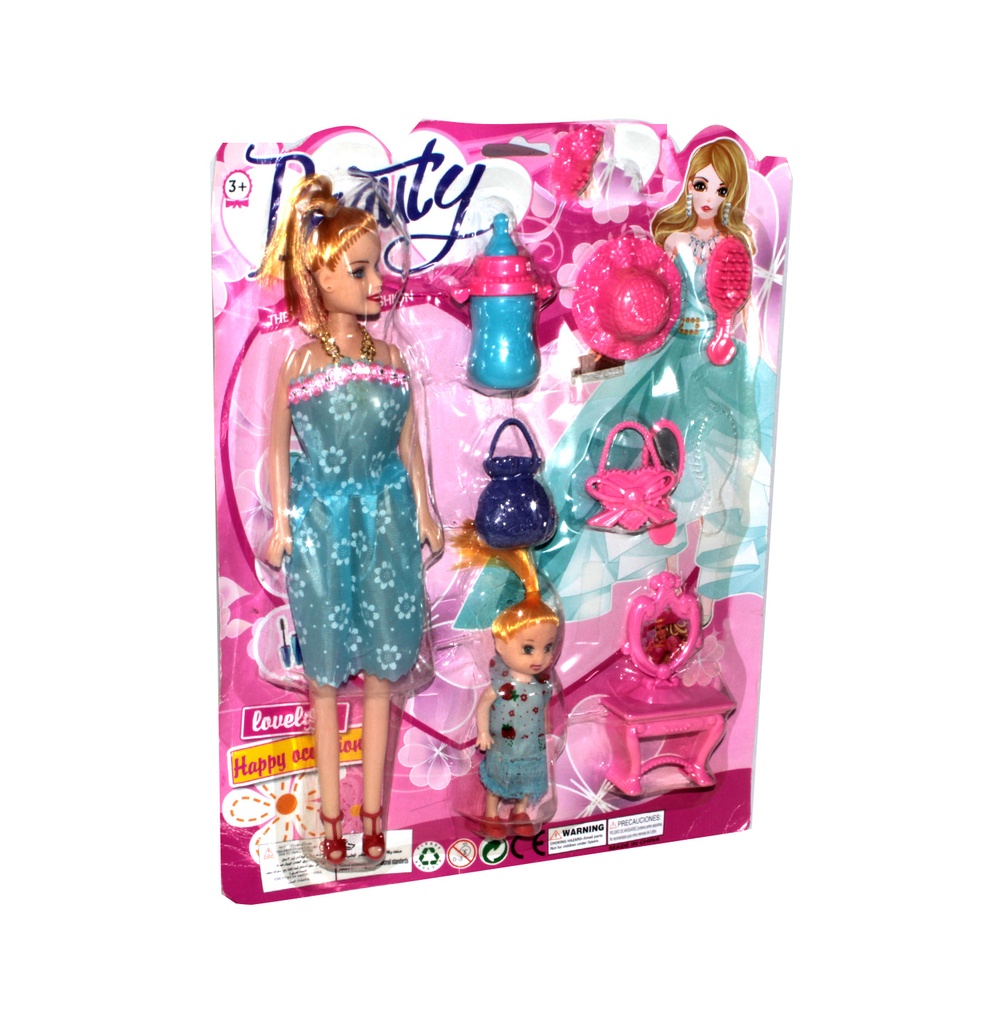 MUÑECA GRANDE Y PEQUEÑA PRINCESA EN CARTON [JS-88081]