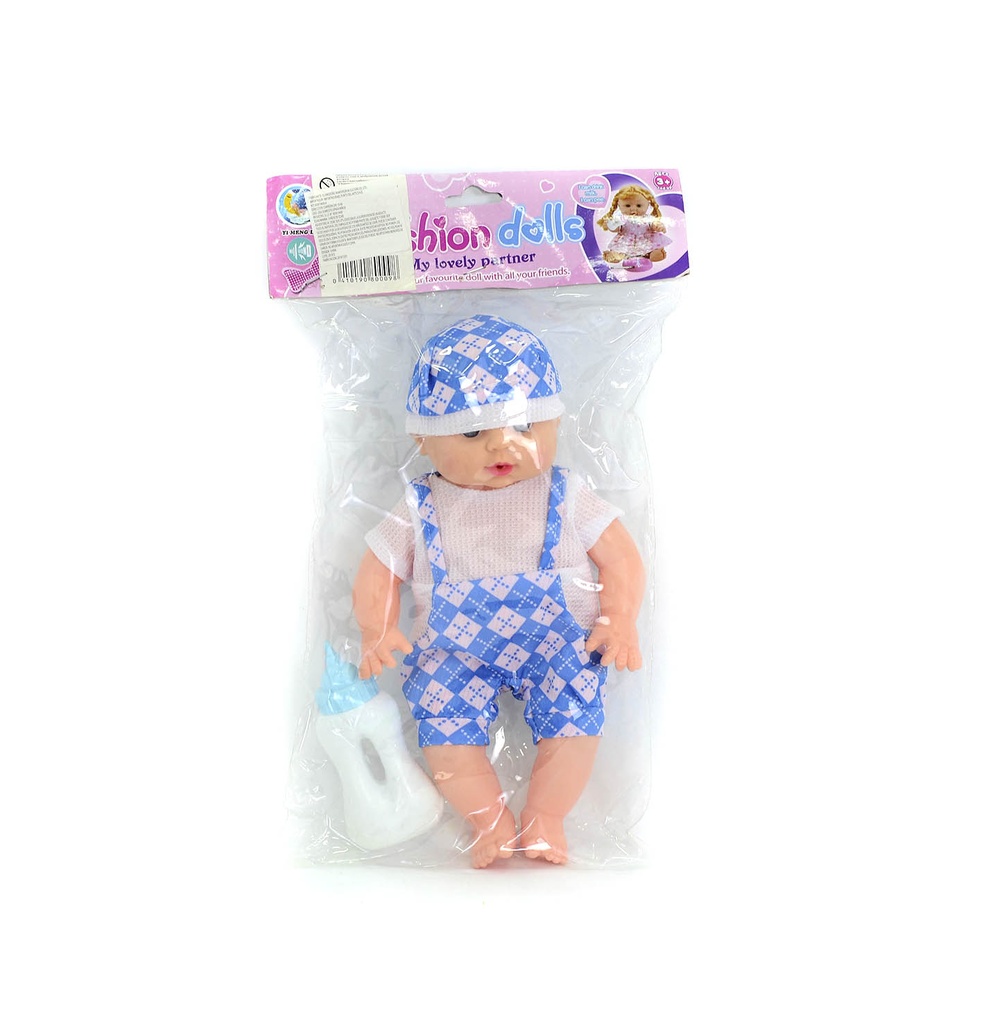 MUÑECO NIÑO CON TETERO EN BOLSA 12 PULGADAS 6 SONIDO CUERPO DE BOTELLA AGUA POTABLE ORINA  BEBÉ [YML-01361]