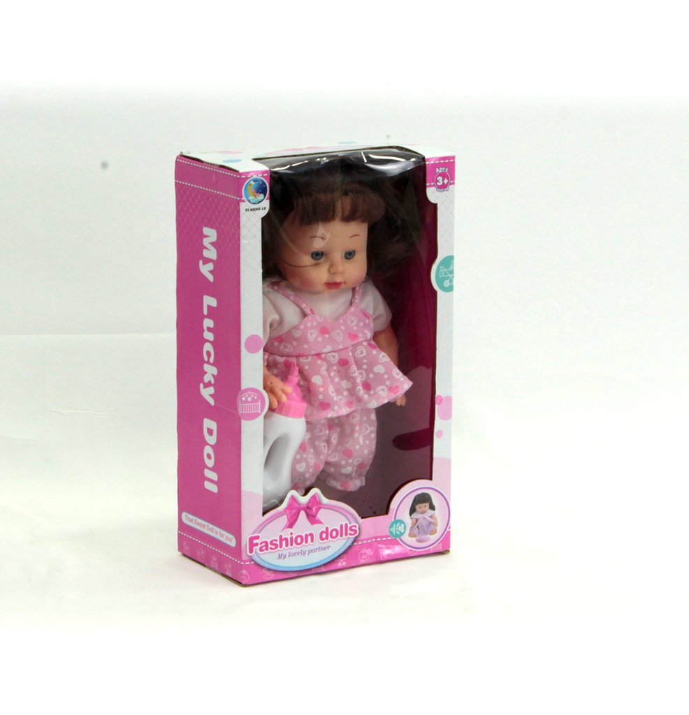 MUÑECA NIÑA SOPLADA BOTELLA DE SONIDO DE 12 PULGADAS CON TETERO DE BEBÉ [YML-101M]