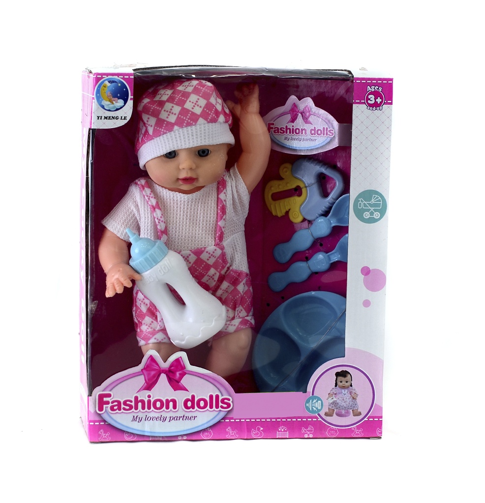 MUÑECA CON BIBERON Y SONAJERO 12 PULGADAS 6 SONIDO AGUA POTABLE ORINA MUÑECA IC MUÑECA [YML-101A]