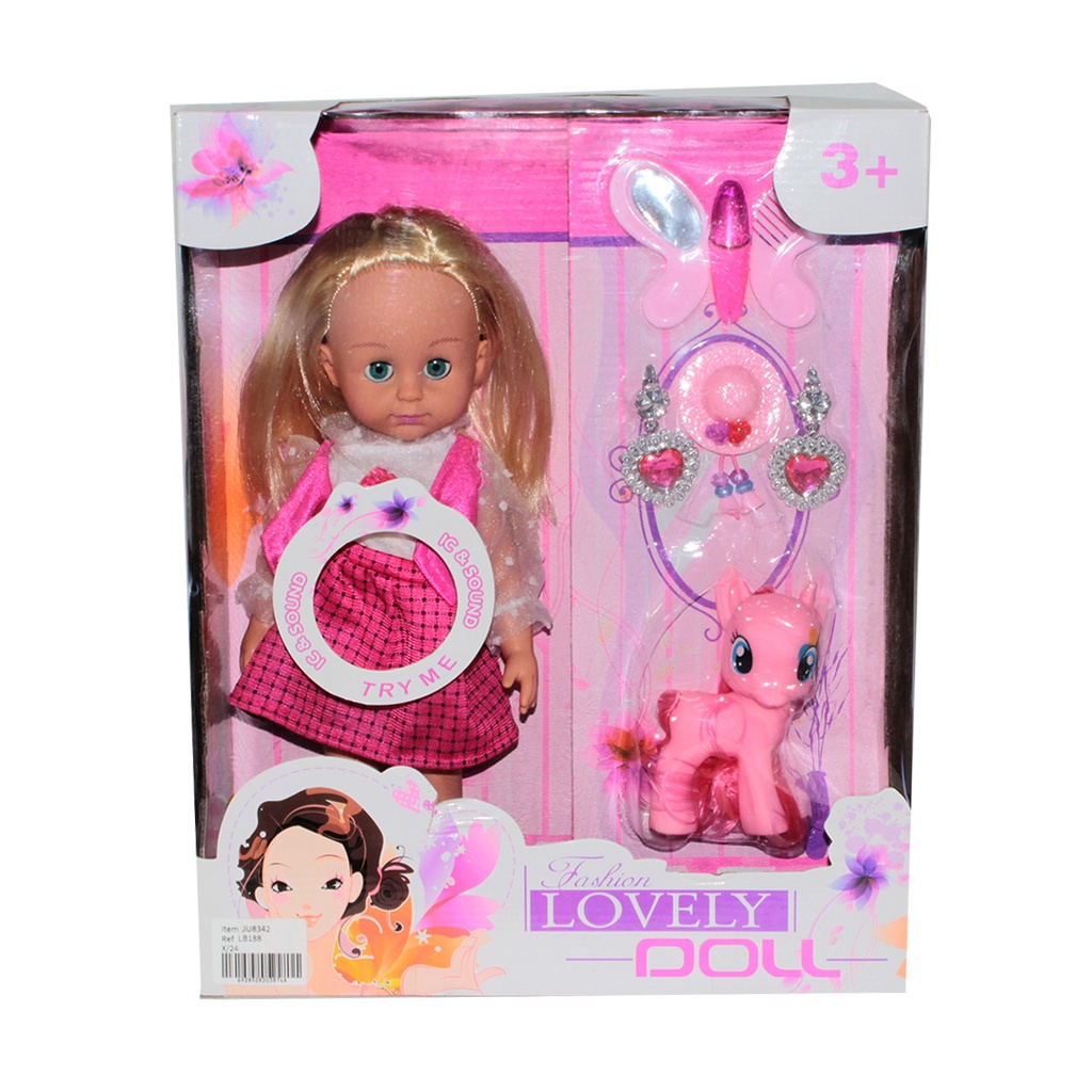 MUÑECA DE MÚSICA CON FIGURA DE MARIPOSA Y CABALLO PONY [LB188]