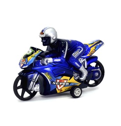 [JU8852] MOTOCICLETA DE FRICCIÓN CON LLANTAS DE SOPORTE A LOS LADOS CON MUÑECO PILOTO [336-1]